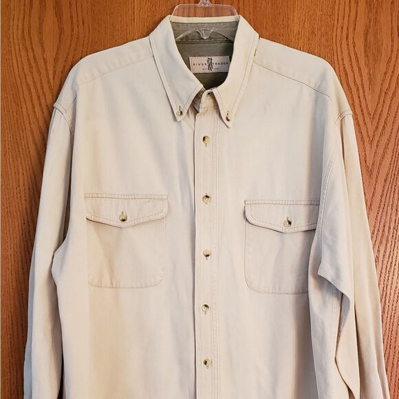 Mens Cream Colored Lightweight Denim Shirt Sz. M - Picture 1 of 1